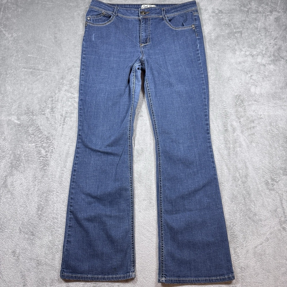 LEI Sophia Hip Hugger Flare Jeans Womens 15 Blue Stretch Y2K Low Rise